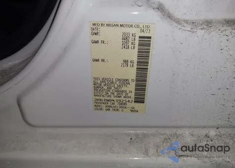 2023 Nissan Altima Sv Intelligent Awd from USA, damaged, VIN 1N4BL4DW8PN392542